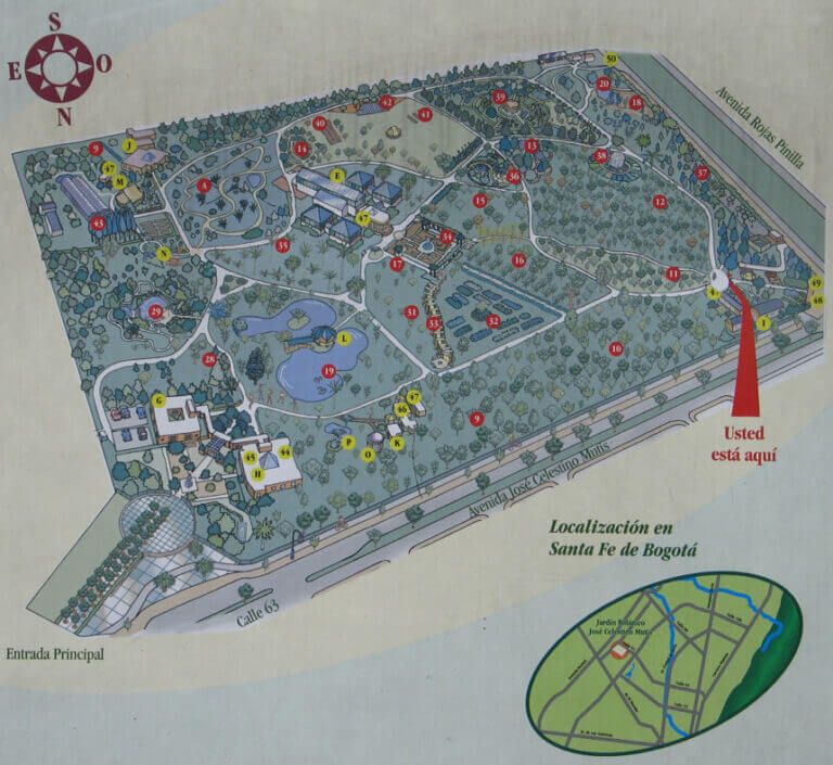 plan du jardin botanique de Bogota