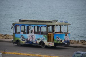 Bus longeant la côte.